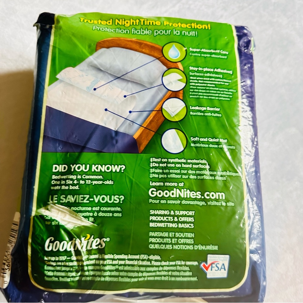 Goodnites disposable bed mat underpads super absorbent 9 count nighttime protect